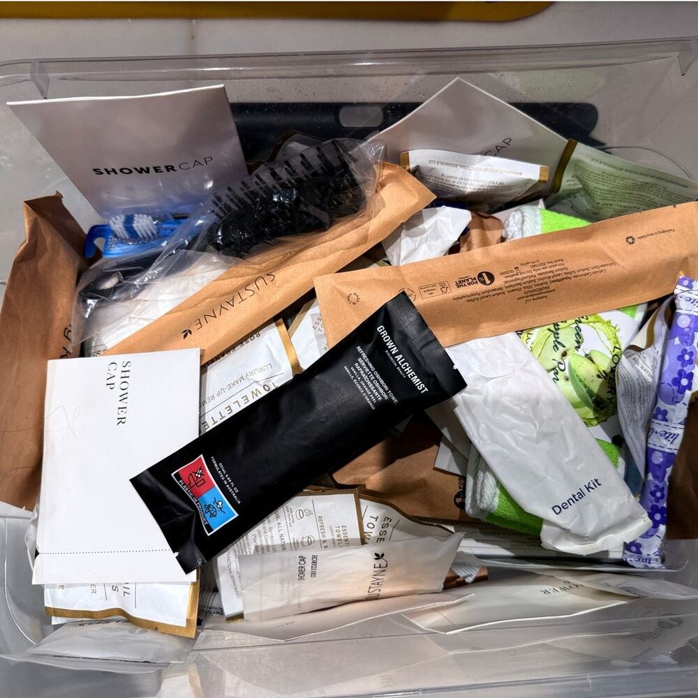 Ritz Hotel Toiletries Lot Dental Brush Hair Shaver Shower Cap Makeup Remover NEW